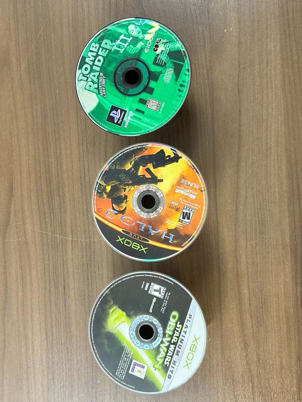 PS1 Xbox Lot 3 Tomb Raider III Halo 2 Star Wars Obi-Wan Discs Only Untested